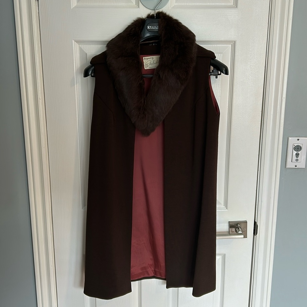 Vintage sublime vest coat with real fur trim (removable)